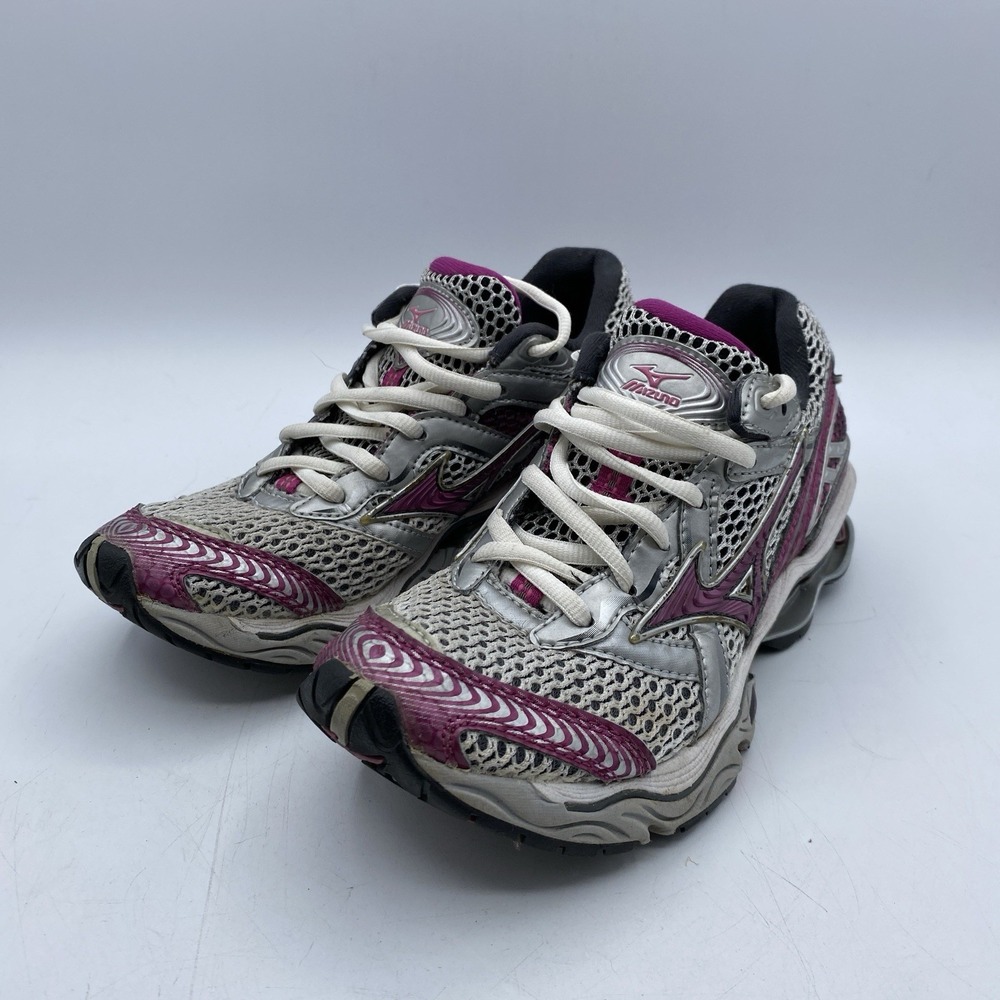 Mizuno Wave Creation 10 Running Shoes Womens 6 Silver Purple Pink Y2K Runner